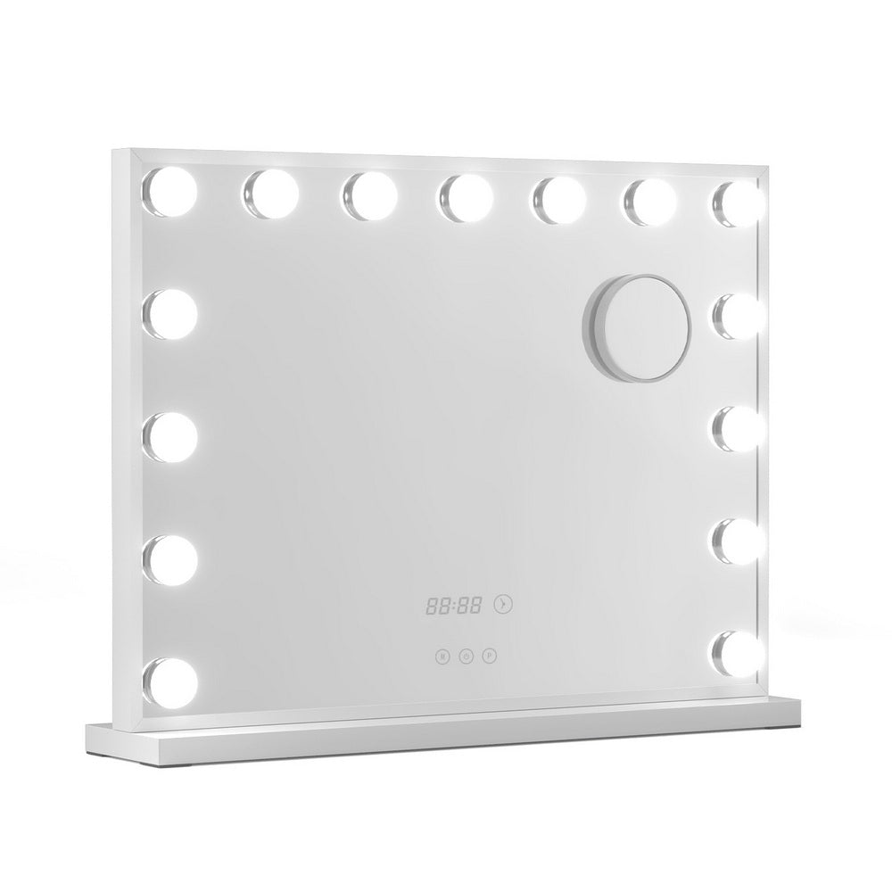Makeup Mirror 58x45cm Hollywood Vanity with LED Light Tabletop White