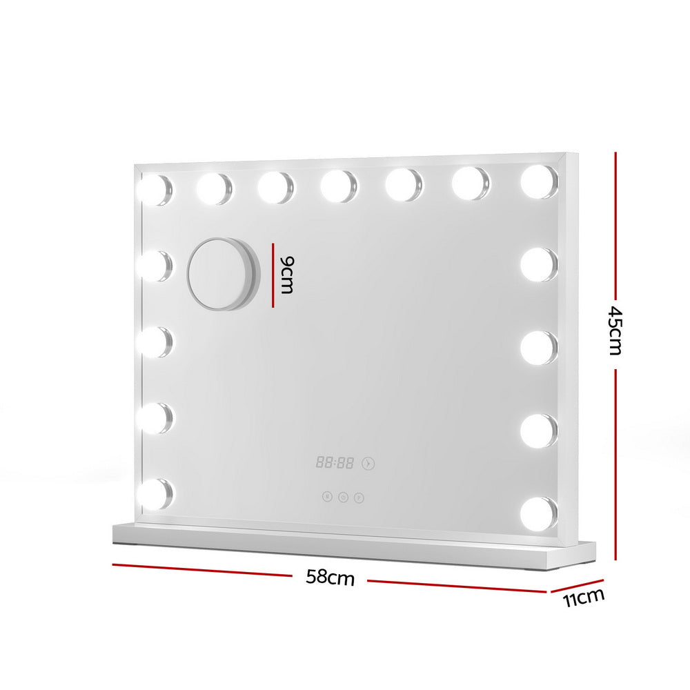 Makeup Mirror 58x45cm Hollywood Vanity with LED Light Tabletop White