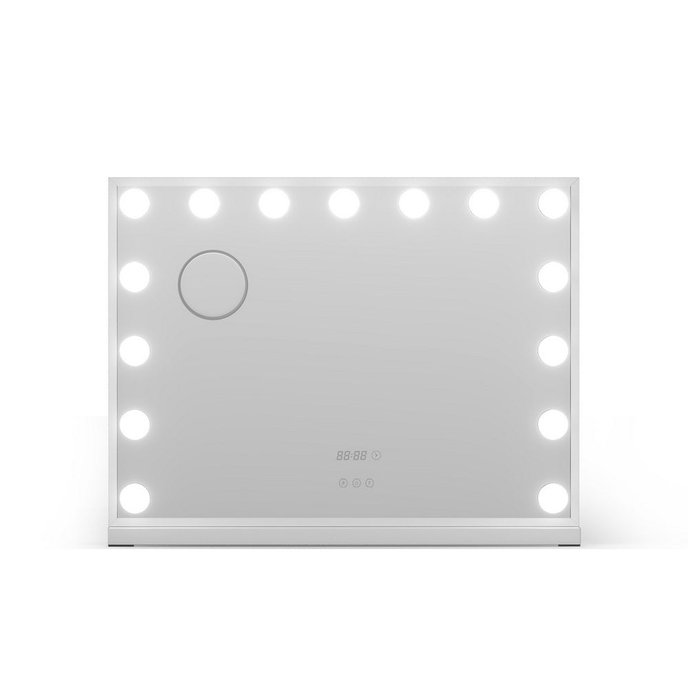 Makeup Mirror 58x45cm Hollywood Vanity with LED Light Tabletop White