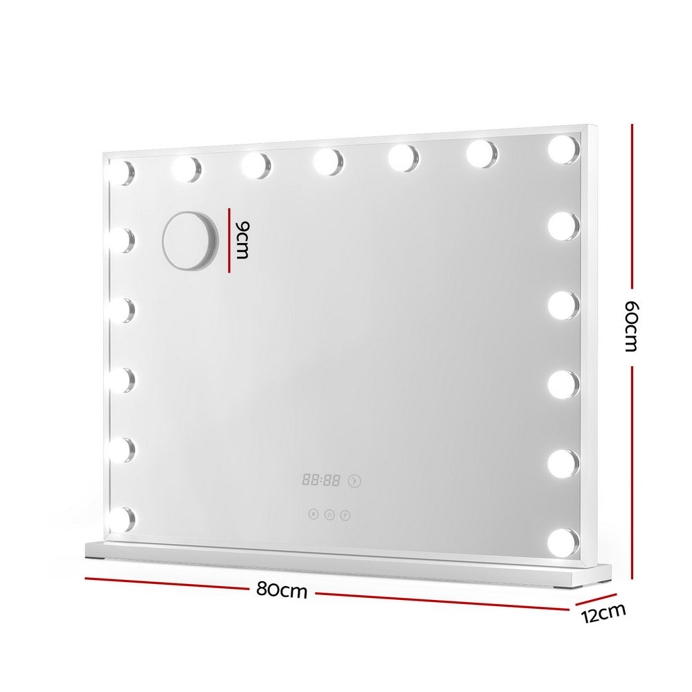 Makeup Mirror 80x60cm Hollywood Vanity with LED Light Tabletop White