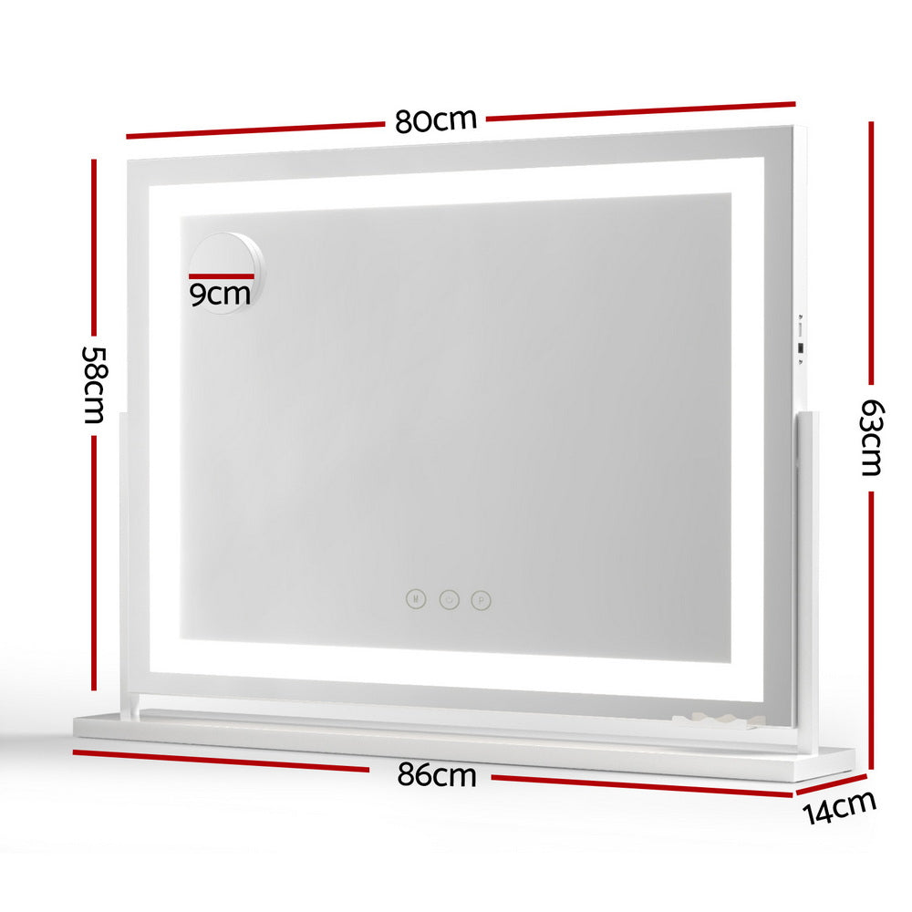 Makeup Mirror 80x58cm 360～ Rotatable Vanity Mirror with Lights Bright Light Strip Adjustable