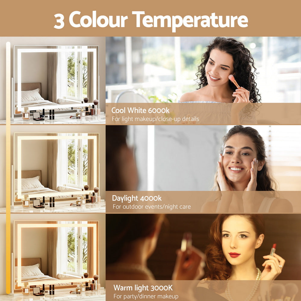 Makeup Mirror 80x58cm 360～ Rotatable Vanity Mirror with Lights Bright Light Strip Adjustable