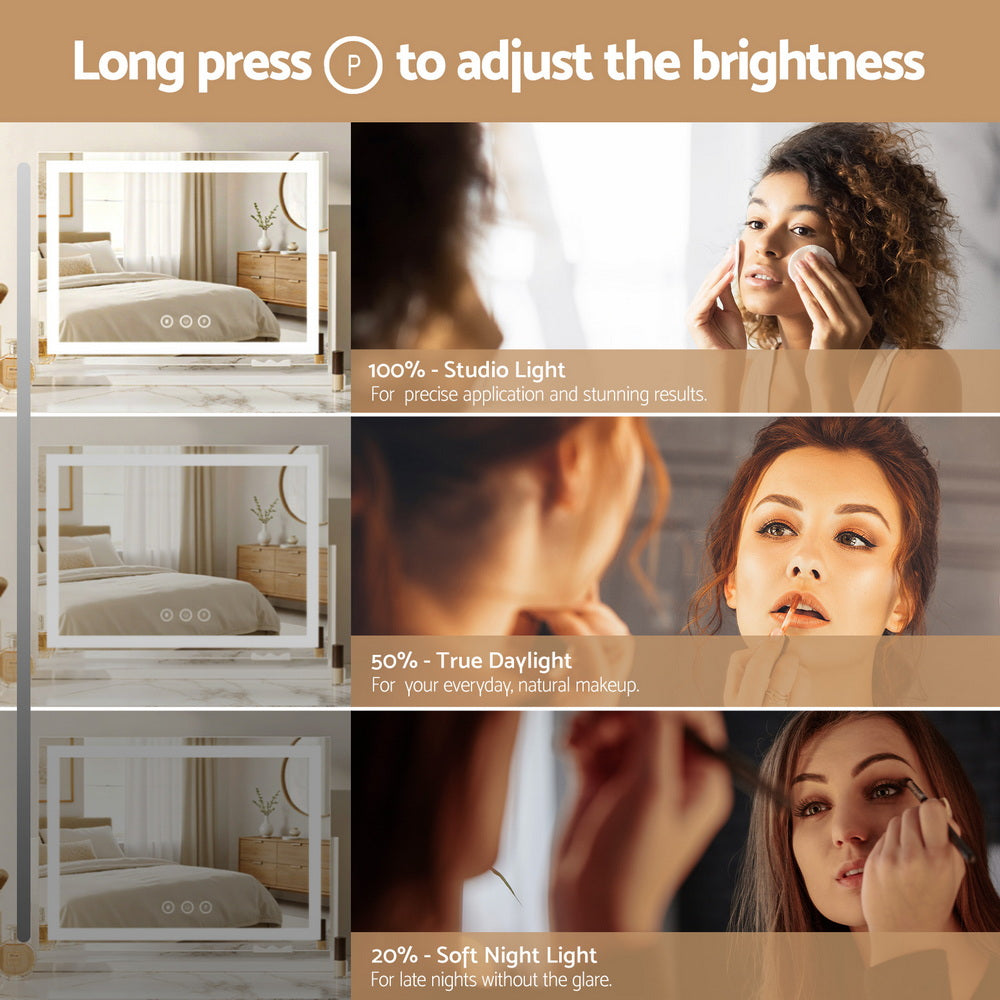 Makeup Mirror 80x58cm 360～ Rotatable Vanity Mirror with Lights Bright Light Strip Adjustable