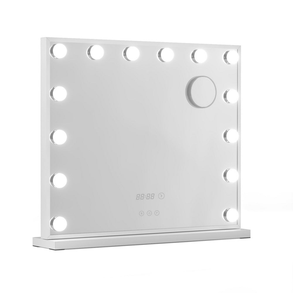 Makeup Mirror 60x52cm Hollywood Vanity with LED Light Tabletop White