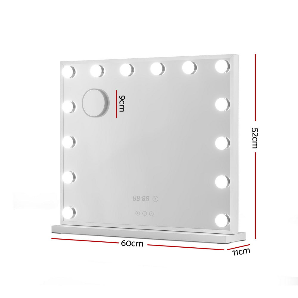 Makeup Mirror 60x52cm Hollywood Vanity with LED Light Tabletop White