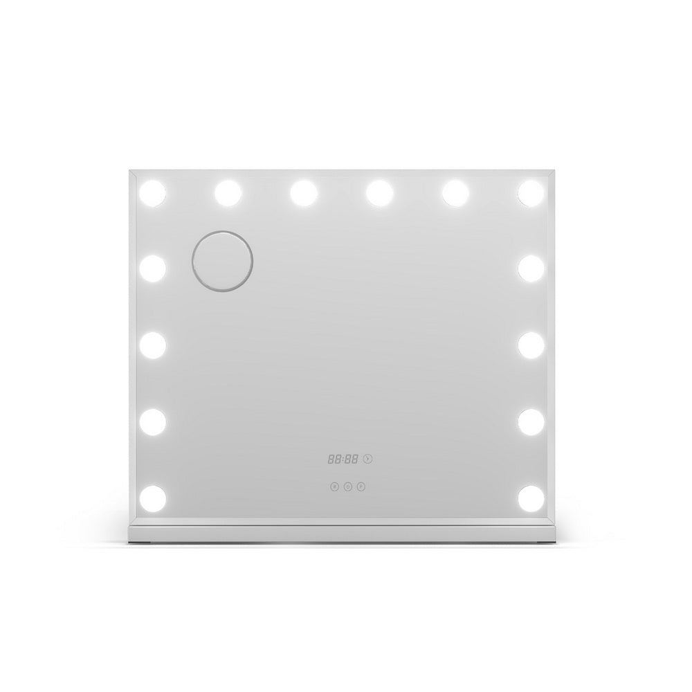 Makeup Mirror 60x52cm Hollywood Vanity with LED Light Tabletop White