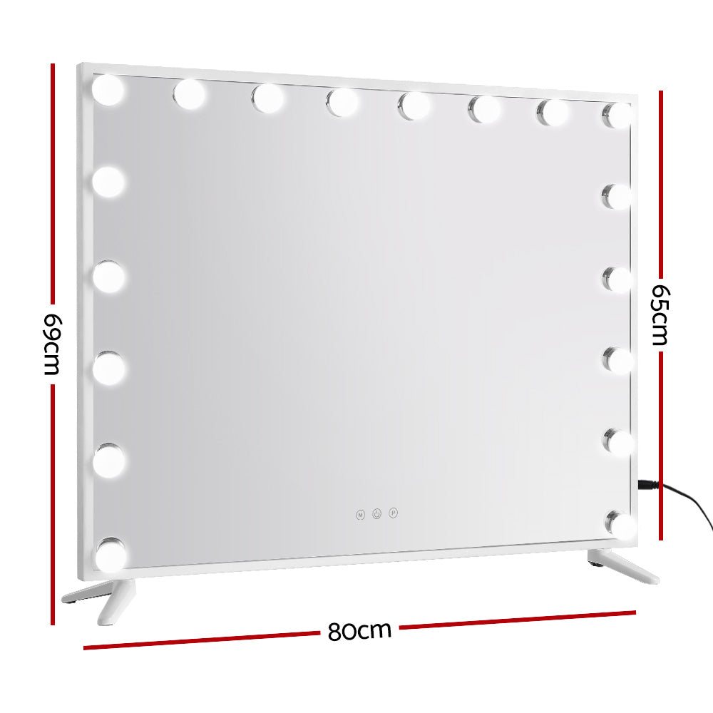 80x65cm Embellir Makeup Mirror Hollywood Vanity with LED Light White Frame