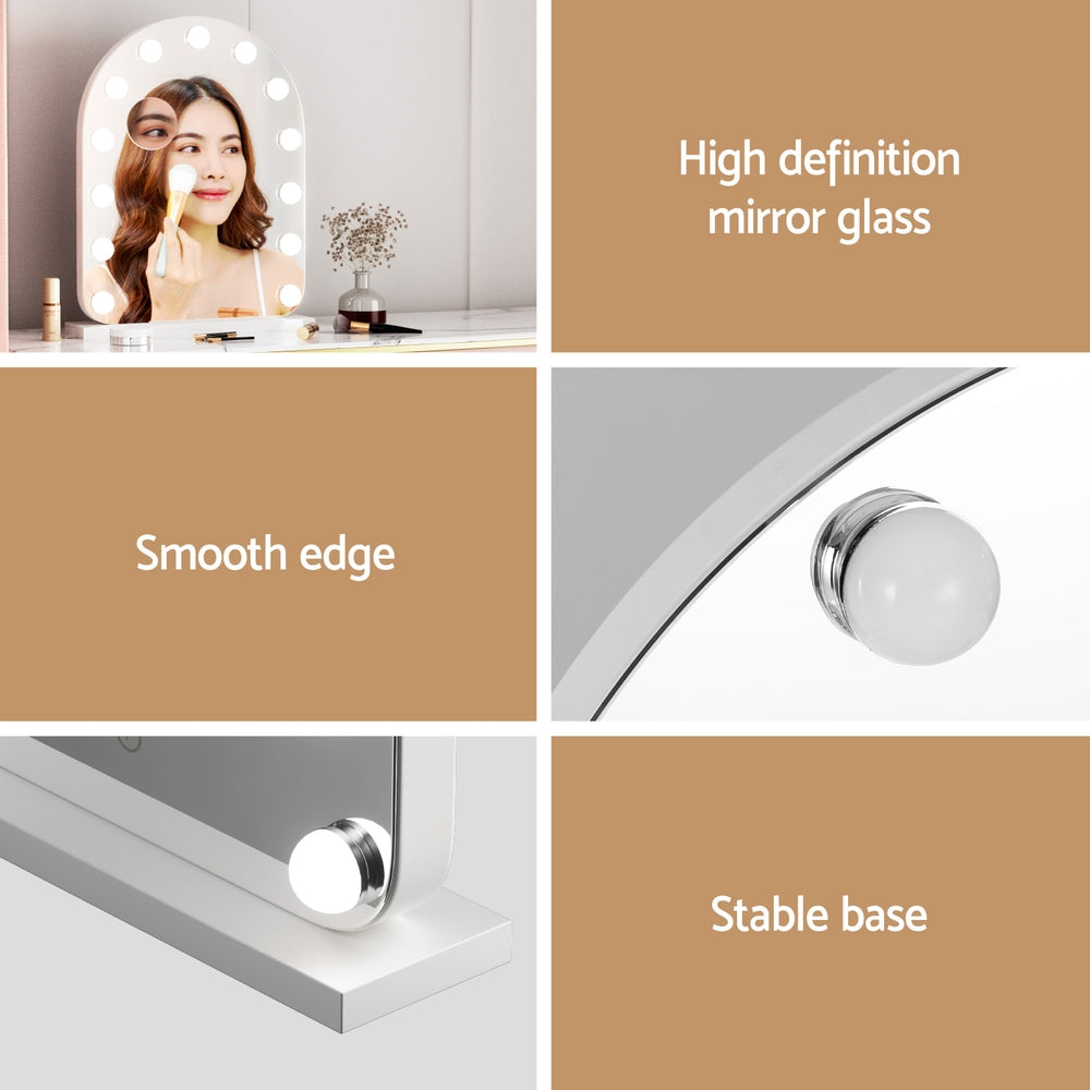 Makeup Mirror 40x50cm Dressing Vanity LED Bulb Light with 5x Magnification White Arch