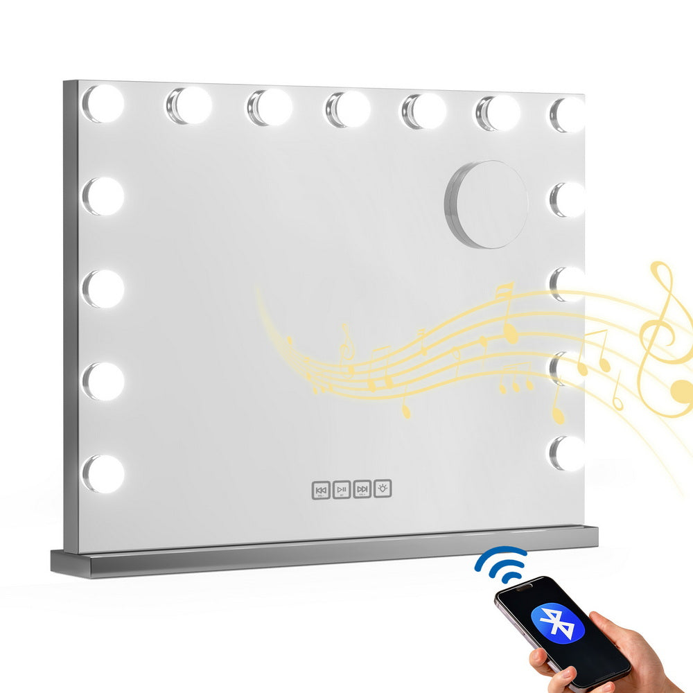 Bluetooth Makeup Mirror 58x46cm Hollywood Vanity with LED Light Wall