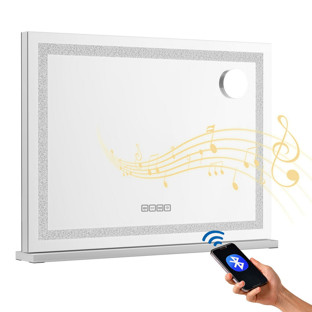Bluetooth Makeup Mirror 58x46cm Hollywood Vanity with LED Light Crystal