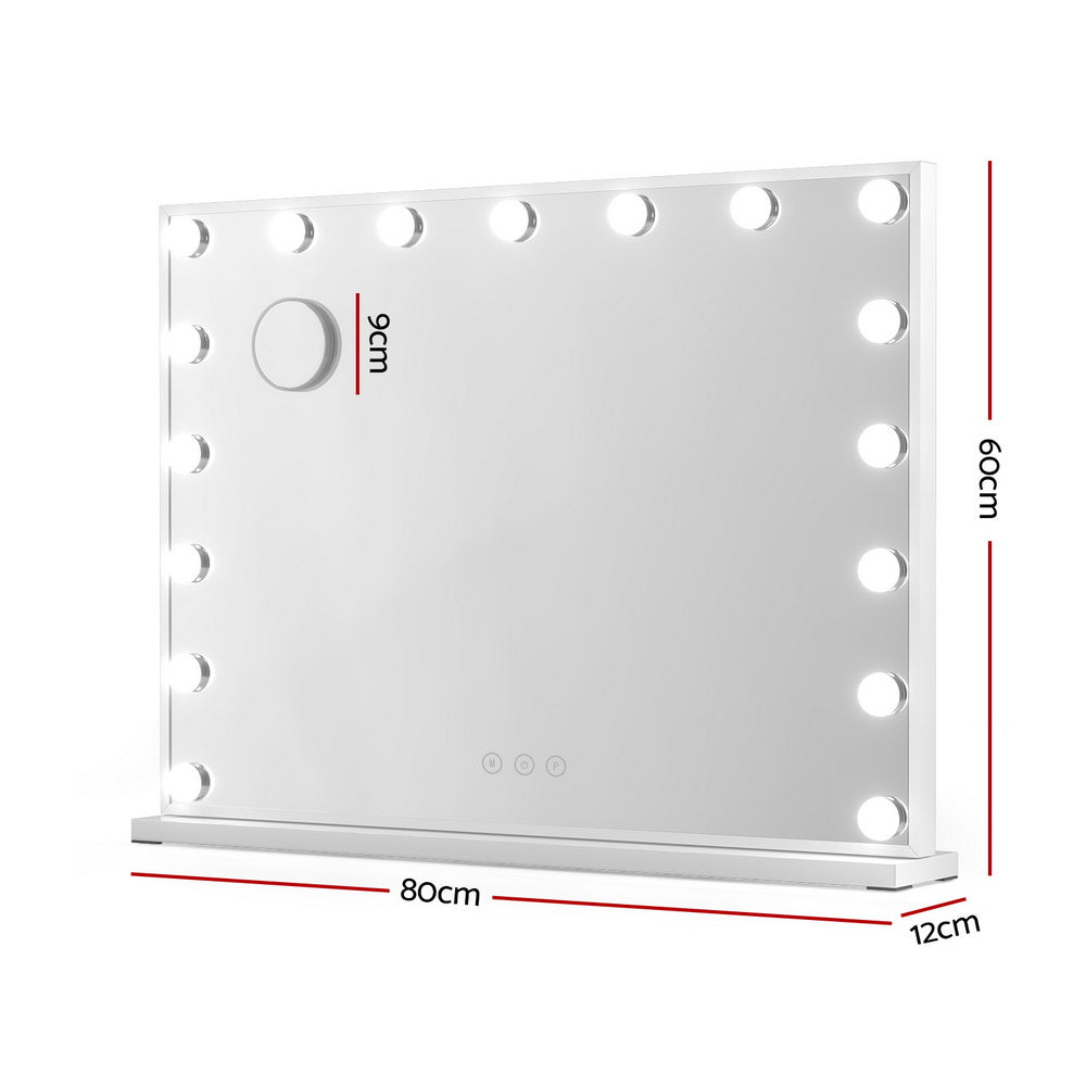 Makeup Mirror 80x58cm Hollywood Vanity with LED Light Tabletop Wall