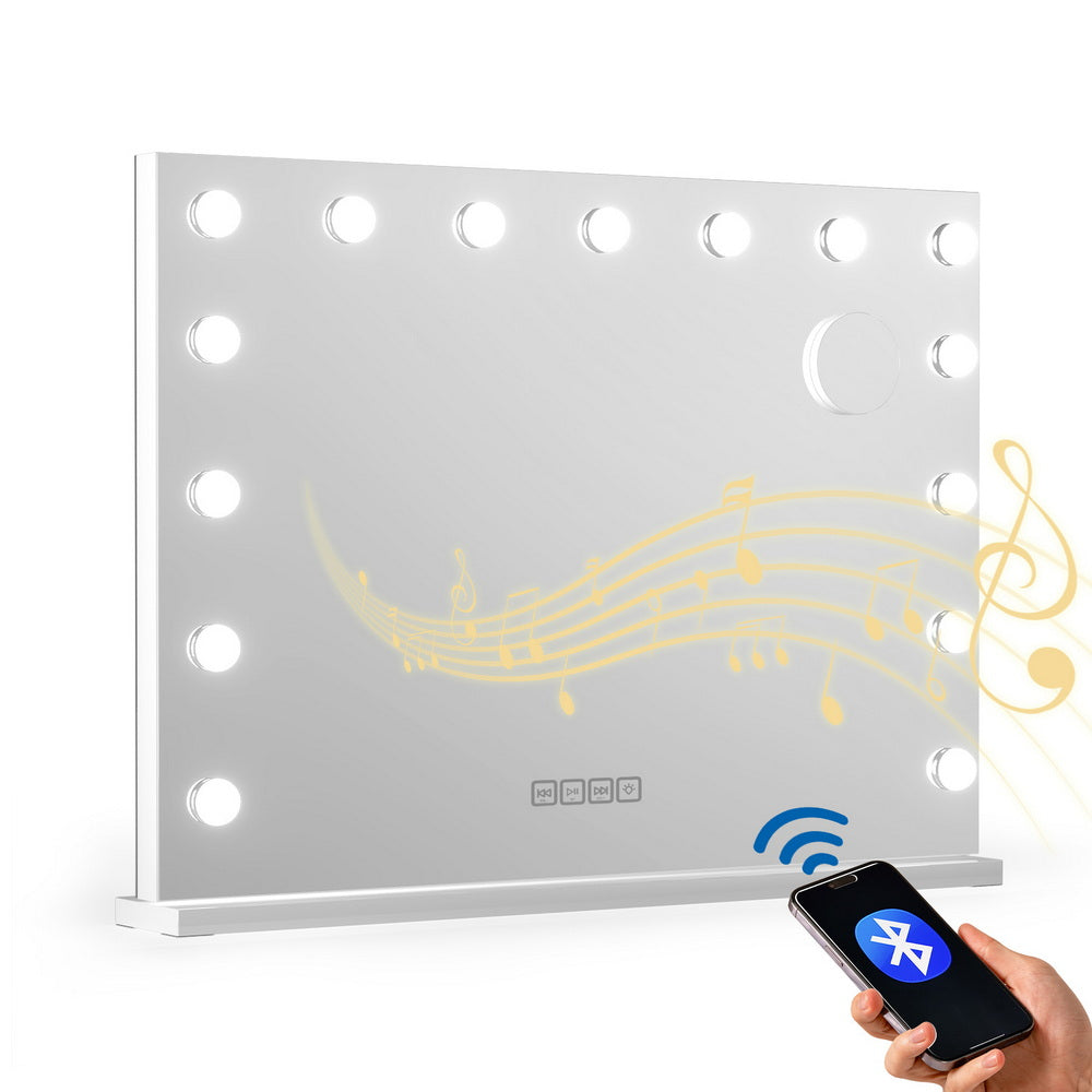 Bluetooth Makeup Mirror 80x58cm Hollywood Vanity with LED Light Wall