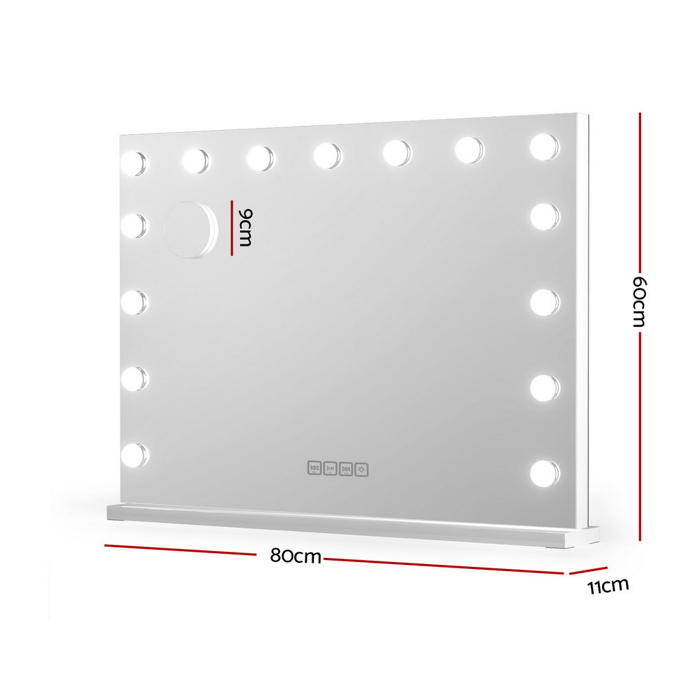 Bluetooth Makeup Mirror 80x58cm Hollywood Vanity with LED Light Wall