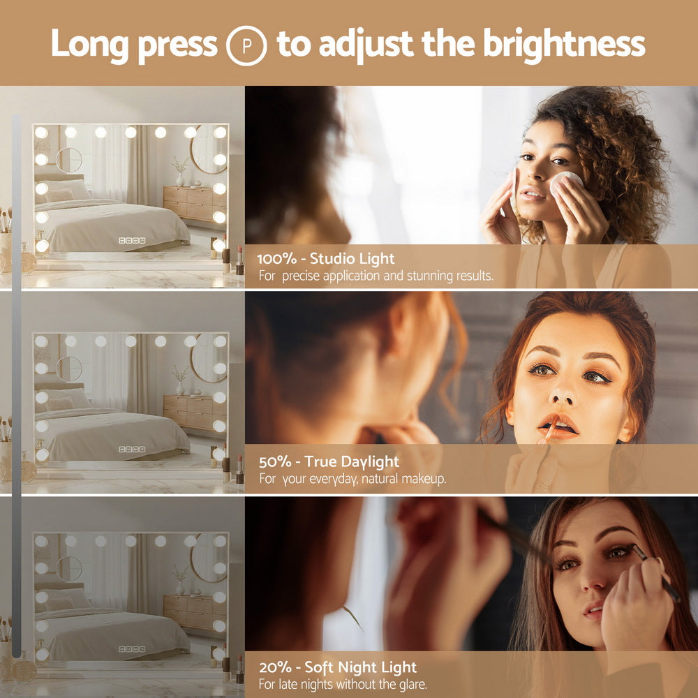 Bluetooth Makeup Mirror 80x58cm Hollywood Vanity with LED Light Wall