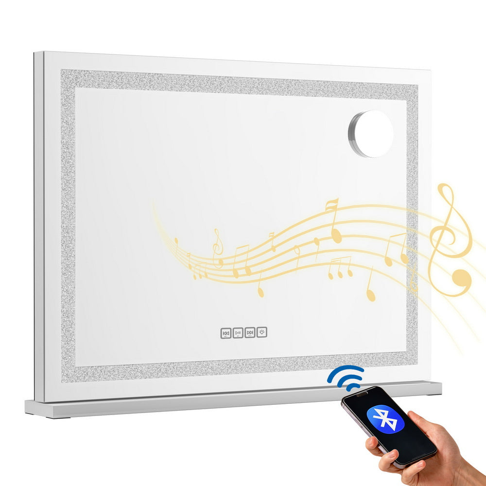 Bluetooth Makeup Mirror 80x58cm Hollywood Vanity with LED Light Crystal