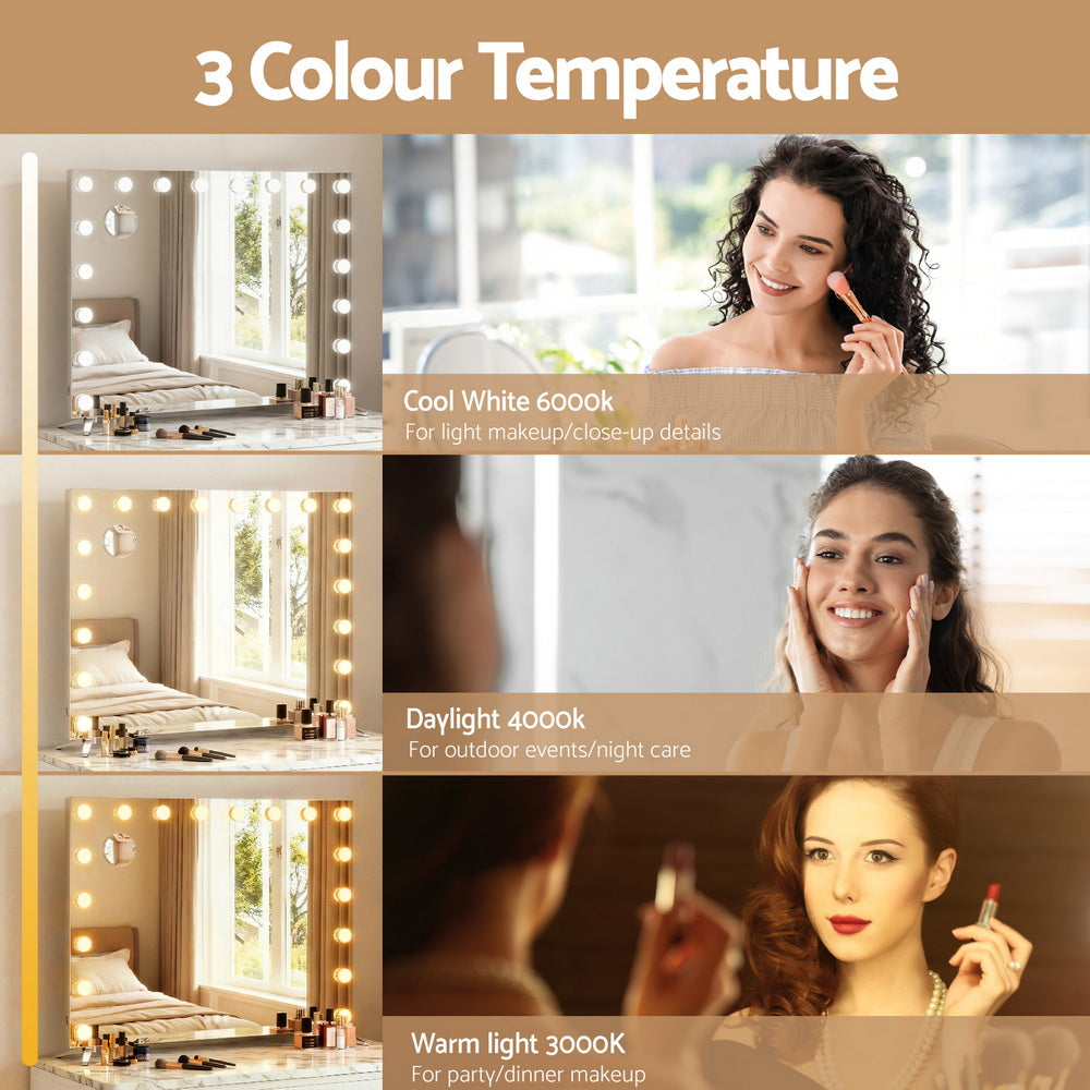 Hollywood Makeup Mirror – 18 LED Bulbs, Touch Control, 65×80cm, 5X Mirror