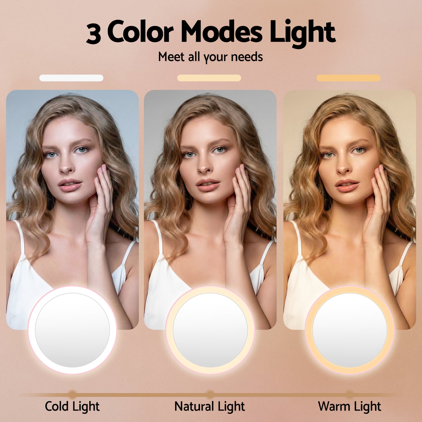 LED Compact Mirror Lighted Travel Makeup Mirror Pocket-Sized 1x 10x Magnification Round Pink