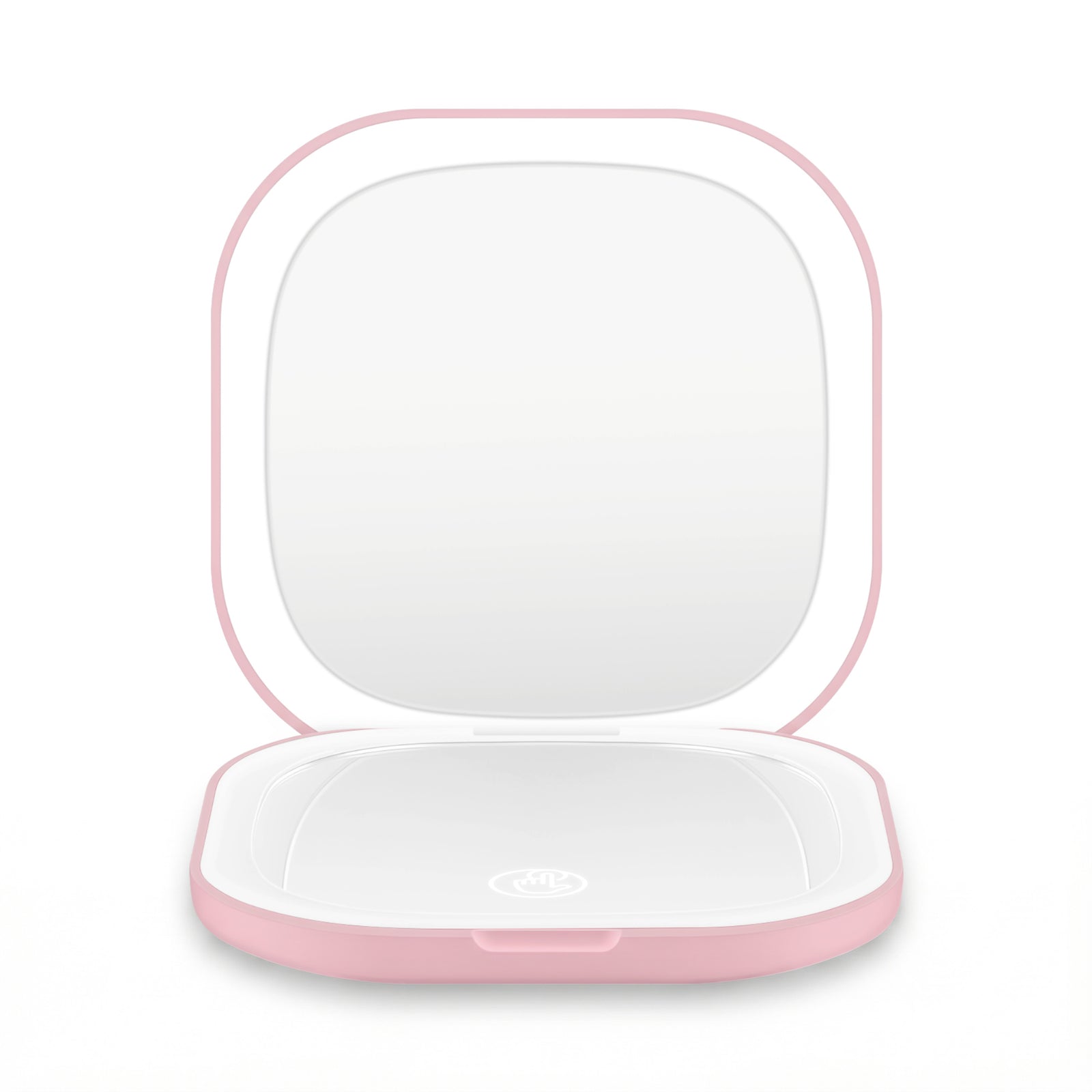LED Compact Mirror Lighted Travel Makeup Mirror Pocket-Sized 1x 10x Magnification Square Pink