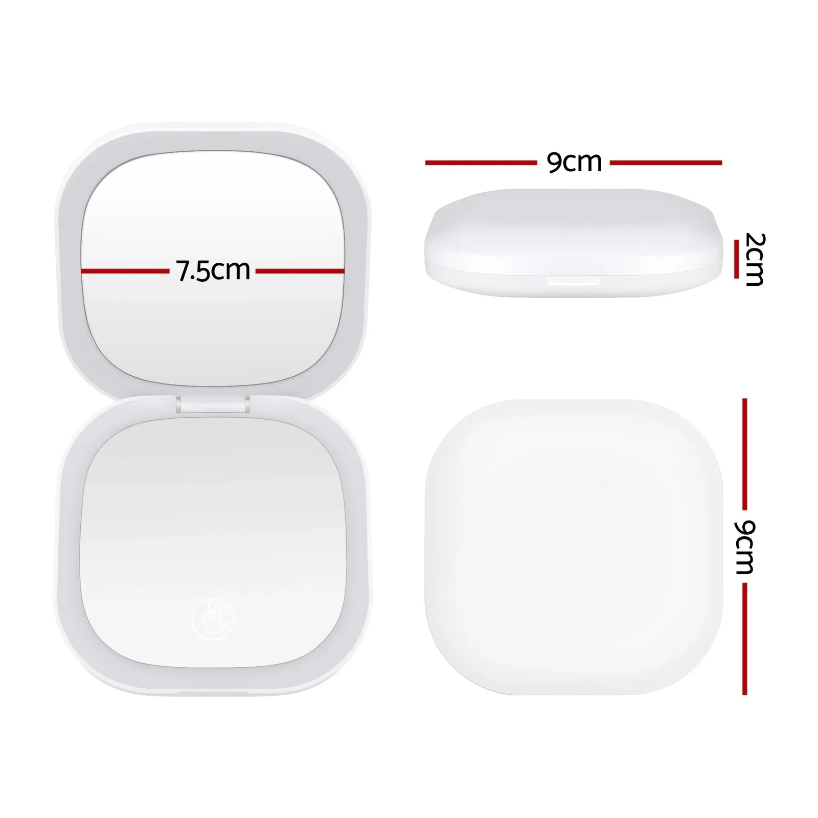 LED Compact Mirror Lighted Travel Makeup Mirror Pocket-Sized 1x 10x Magnification Square White