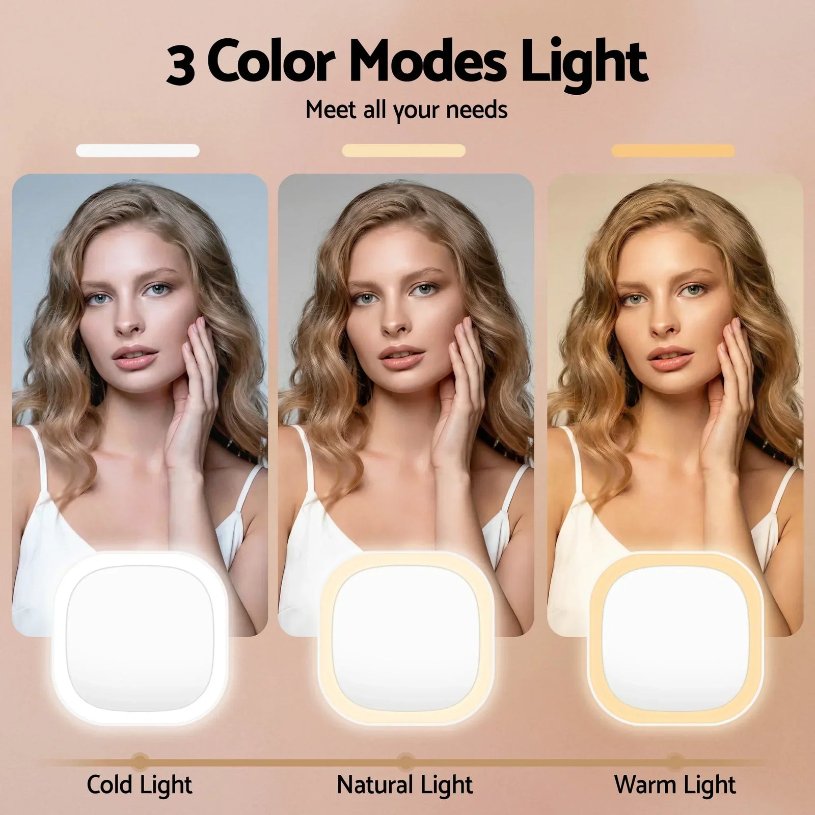LED Compact Mirror Lighted Travel Makeup Mirror Pocket-Sized 1x 10x Magnification Square White