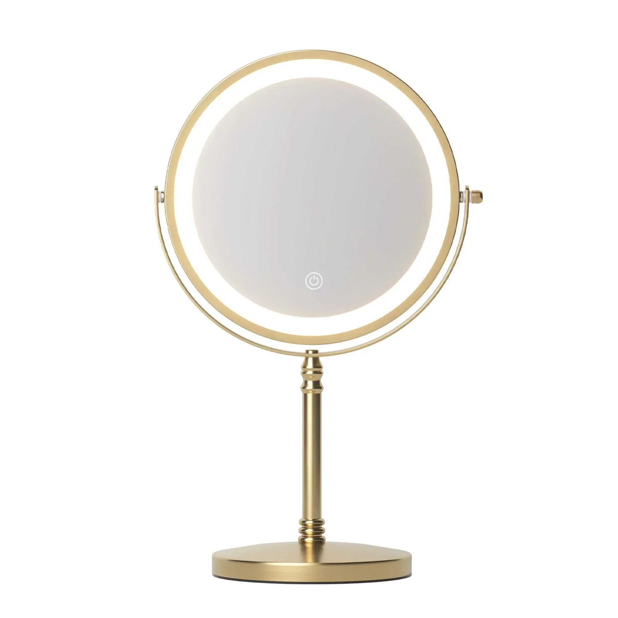 Lighted Makeup Mirror Rotation 10X Magnifying Double Sided Tabletop Gold