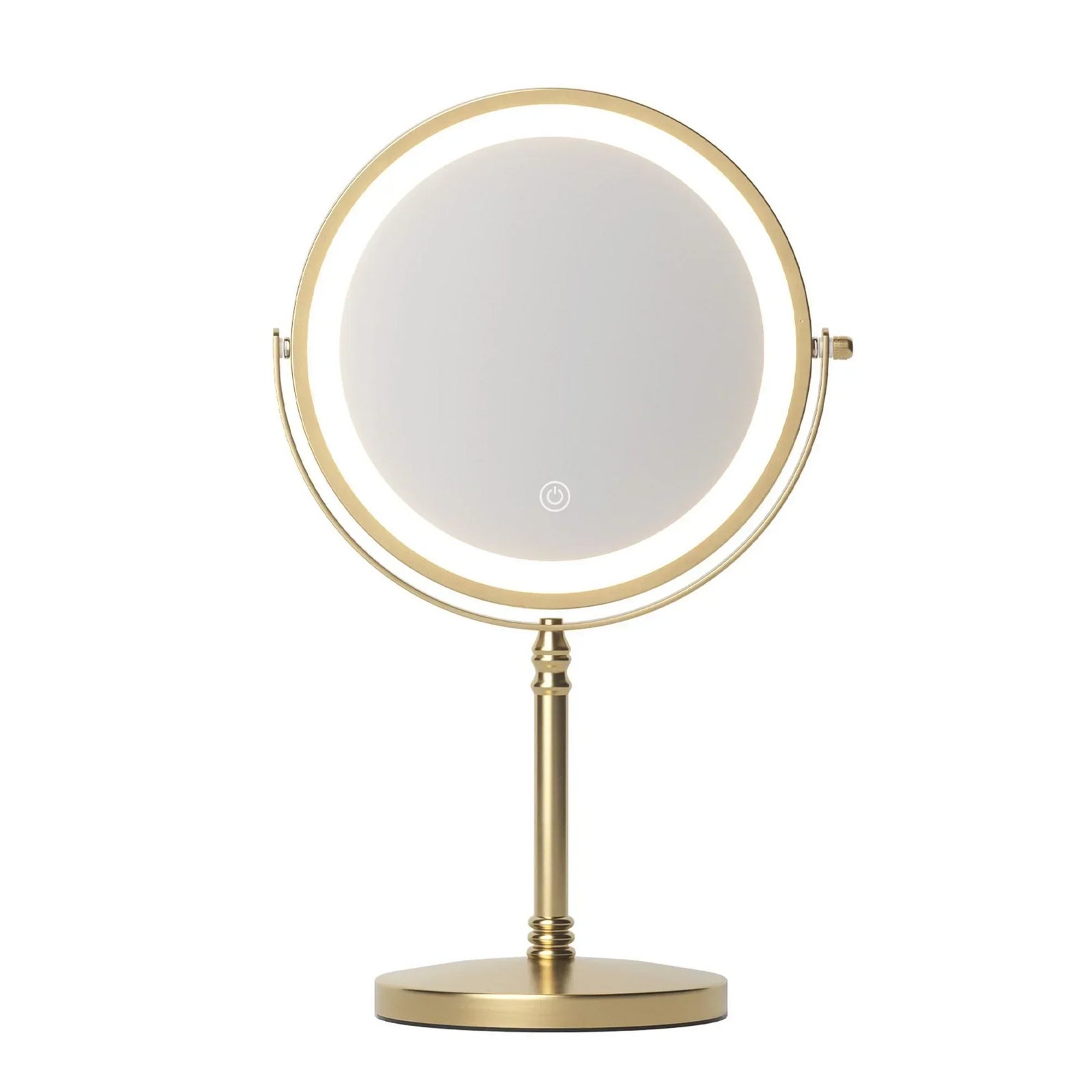 Lighted Makeup Mirror Rotation 10X Magnifying Double Sided Tabletop Gold