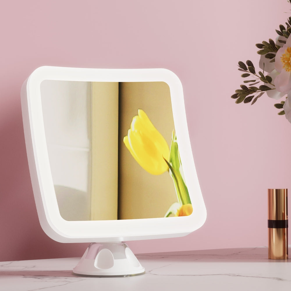 Makeup Mirror 10X Magnification LED Light Adjustable Rotation Cordless Suction Cup