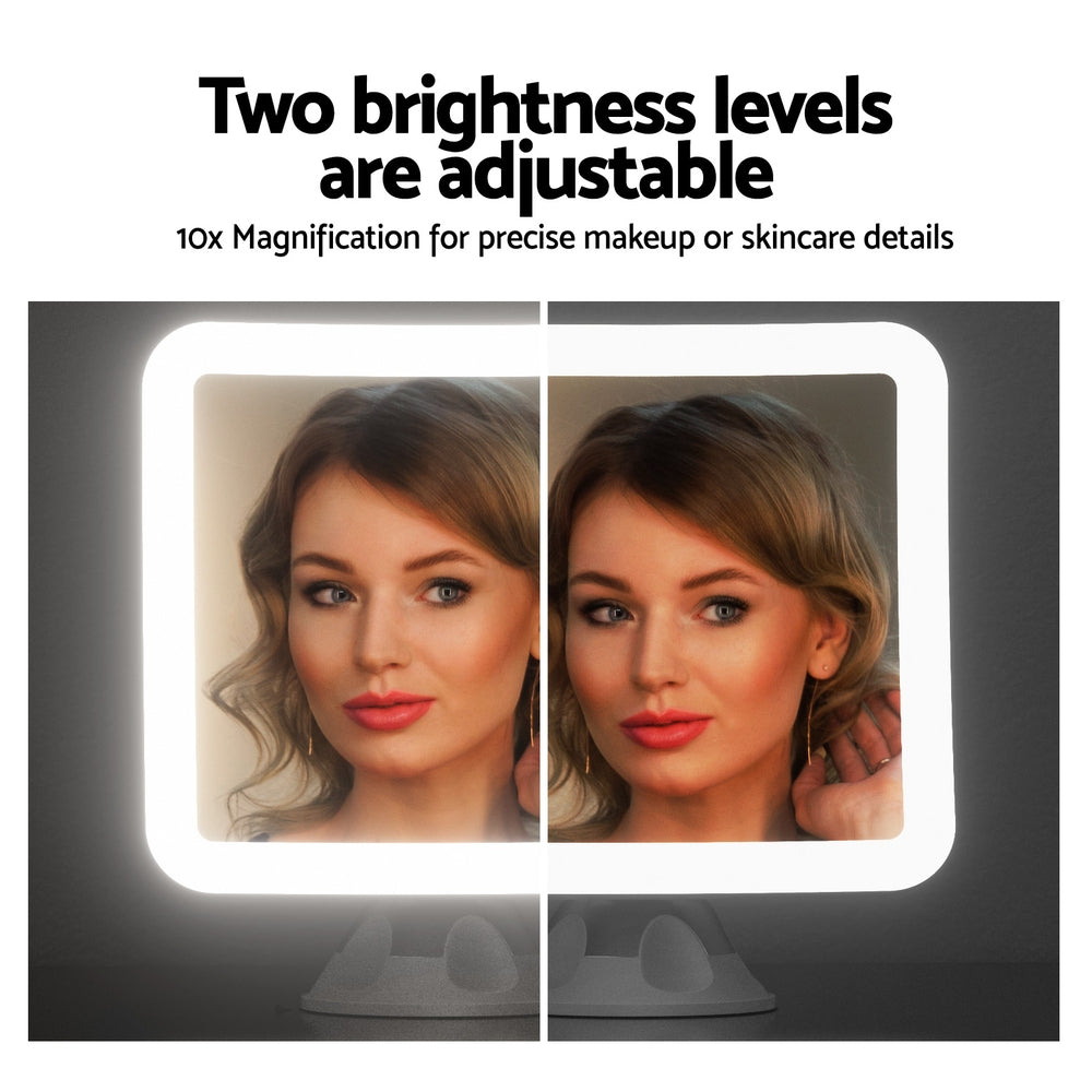Makeup Mirror 10X Magnification LED Light Adjustable Rotation Cordless Suction Cup
