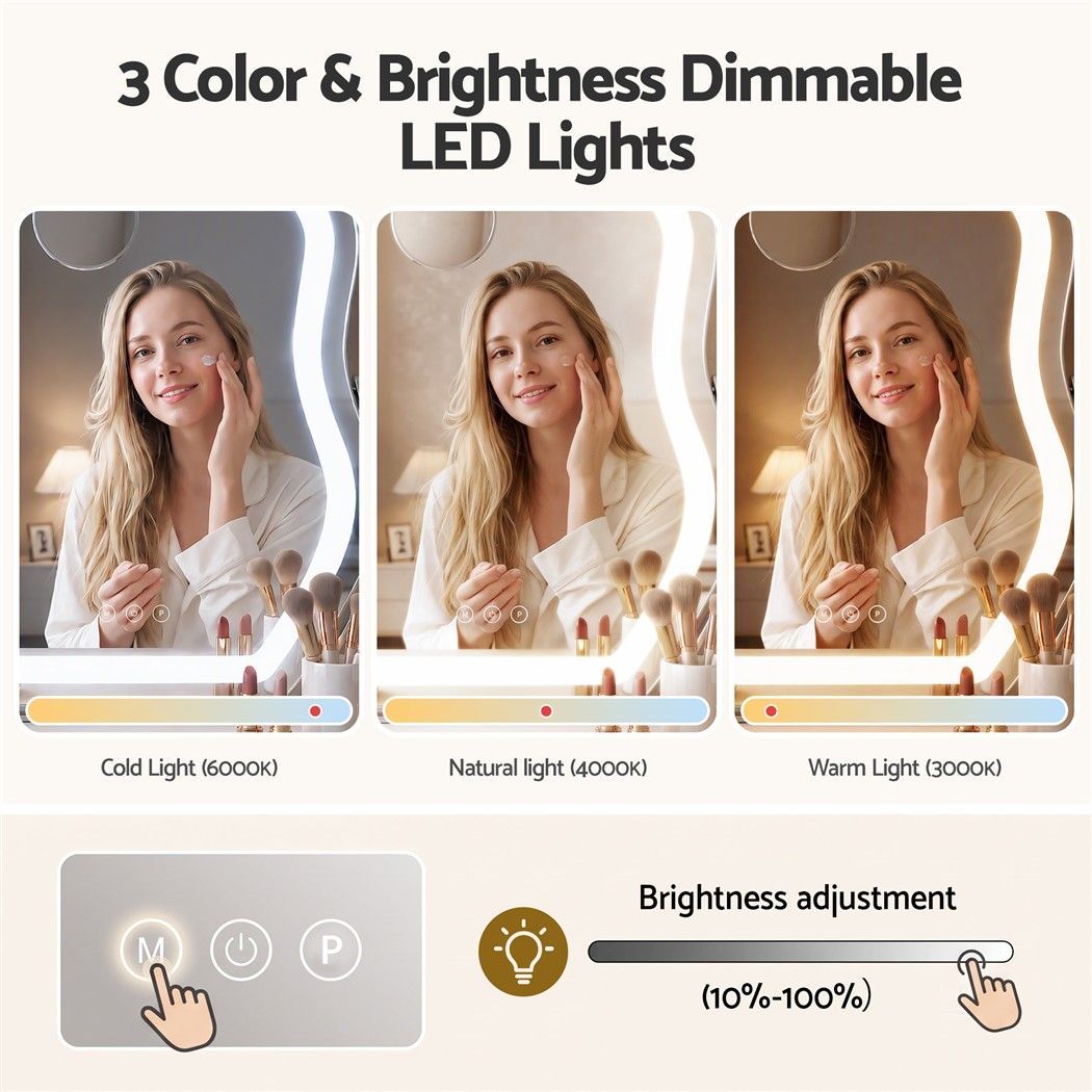 Embellir Makeup Mirror with Lights 10X Magnifier 360 Degree Rotation White
