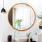 80cm Round Wooden Wall Mirror Solid Wood Bathroom Bedroom Vanity Mirror