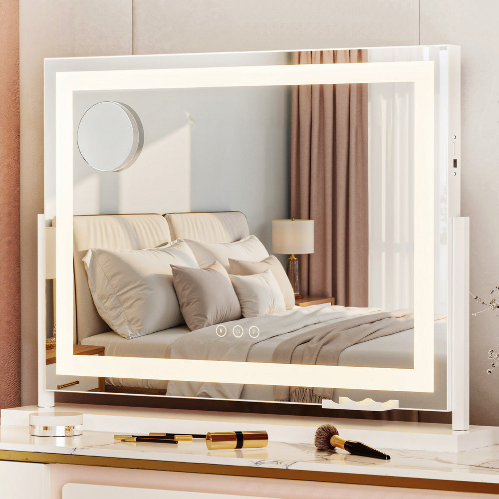 Makeup Mirror 58x46cm 360～ Rotatable Vanity Mirror with Lights Bright Light Strip Adjustable
