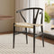 Artiss Wishbone Dining Chair Black Wooden Rattan Paper Rope Seat