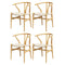 1 Set of 4 Artiss Dining Chairs Wooden Rattan Seat Wishbone Back