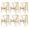 1 Set of 6 Artiss Dining Chairs Wooden Rattan Seat Wishbone Back
