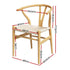 1 Set of 6 Artiss Dining Chairs Wooden Rattan Seat Wishbone Back