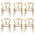 1 Set of 6 Artiss Dining Chairs Wooden Rattan Seat Wishbone Back