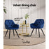 Artiss Dining Chairs Set of 2 Velvet Diamond Tufted Armchair Blue