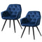 Artiss Dining Chairs Set of 2 Velvet Diamond Tufted Armchair Blue