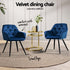 Artiss Dining Chairs Set of 4 Velvet Diamond Tufted Armchair Blue