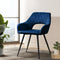 Artiss Set of 2 Velvet Dining Chairs Blue Bucket Seat Steel Legs 150kg Capacity
