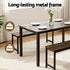 Dining Table and Chairs Set 3PCS Kitchen Metal Desk Bench Dark Walnut