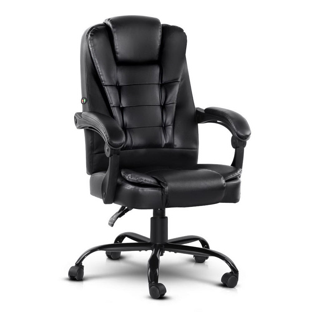 2 Point Massage Office Chair PU Leather Black