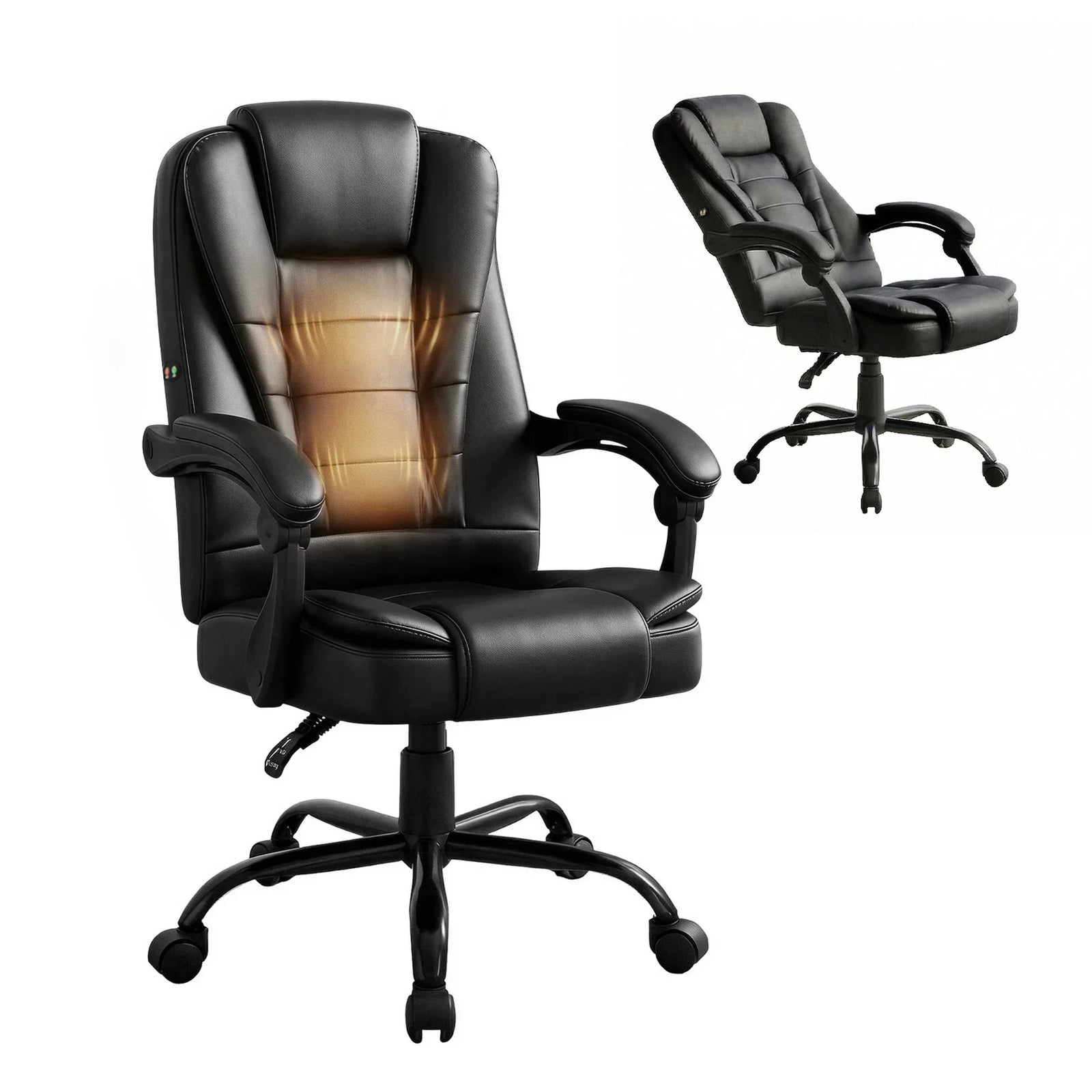 Artiss Massage Office Chair Reclining PU Leather Ergonomic Swivel Black