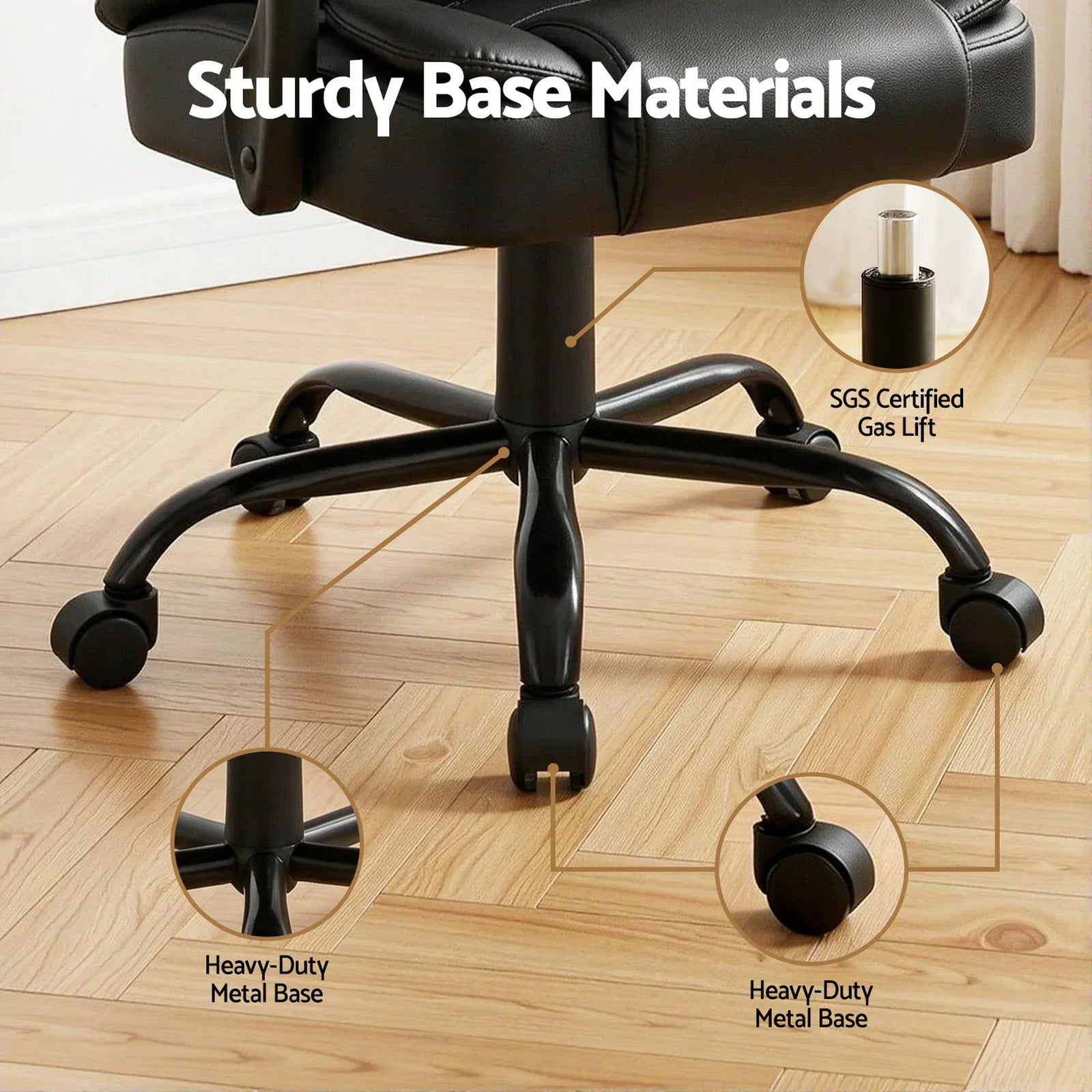 Artiss Massage Office Chair Reclining PU Leather Ergonomic Swivel Black