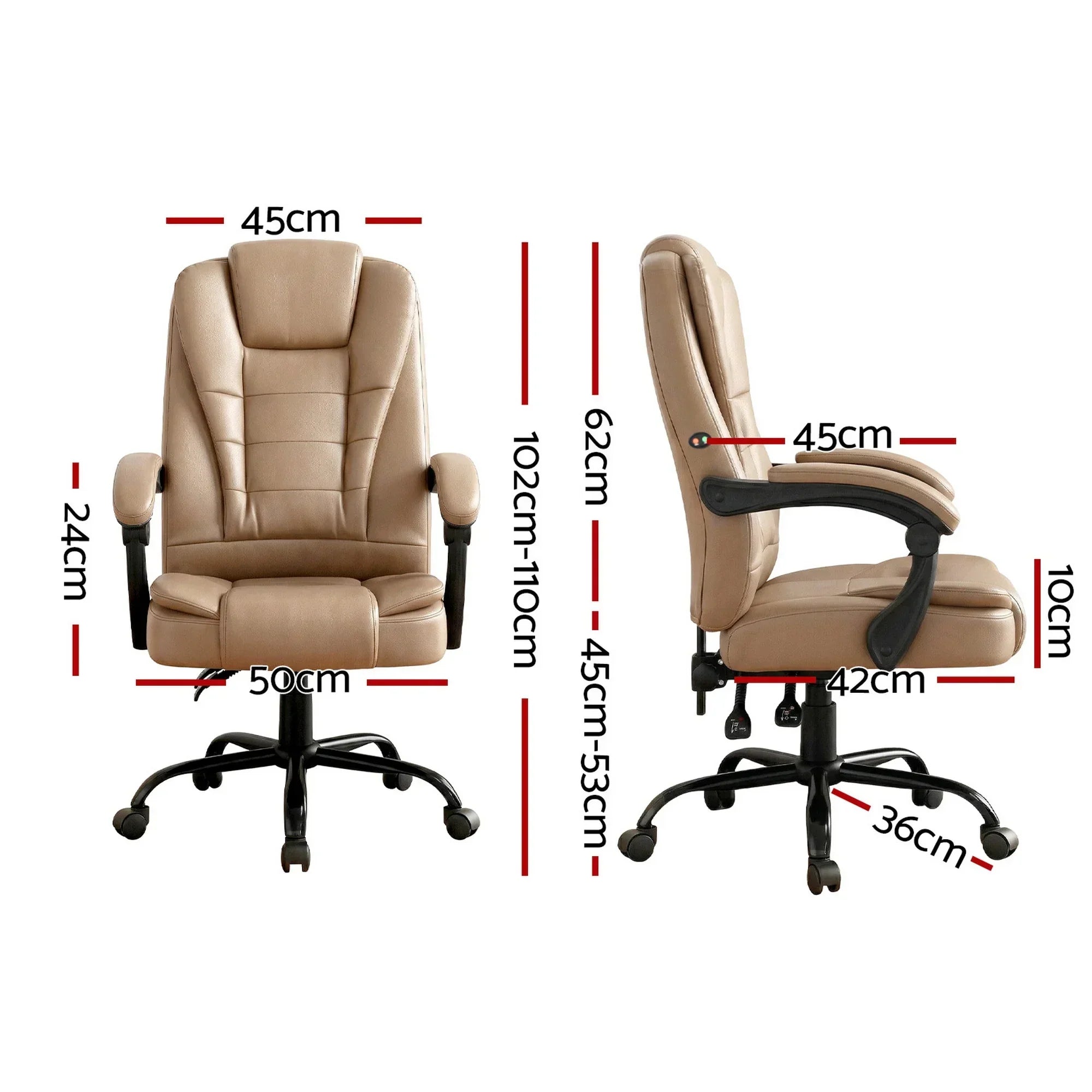 Massage Office Chair Reclining PU Leather Ergonomic Espresso