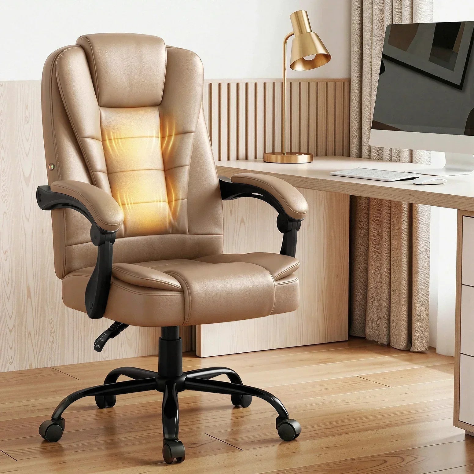 Massage Office Chair Reclining PU Leather Ergonomic Espresso