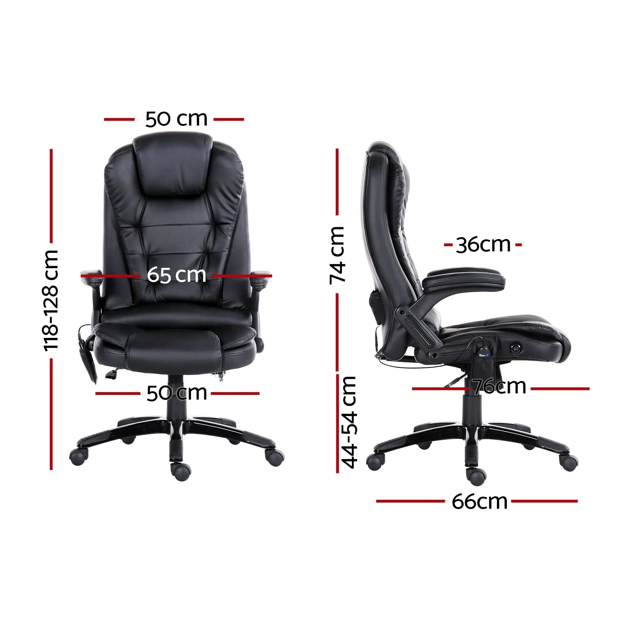 Artiss Massage Office Chair PU Leather Executive Chair Heated Black
