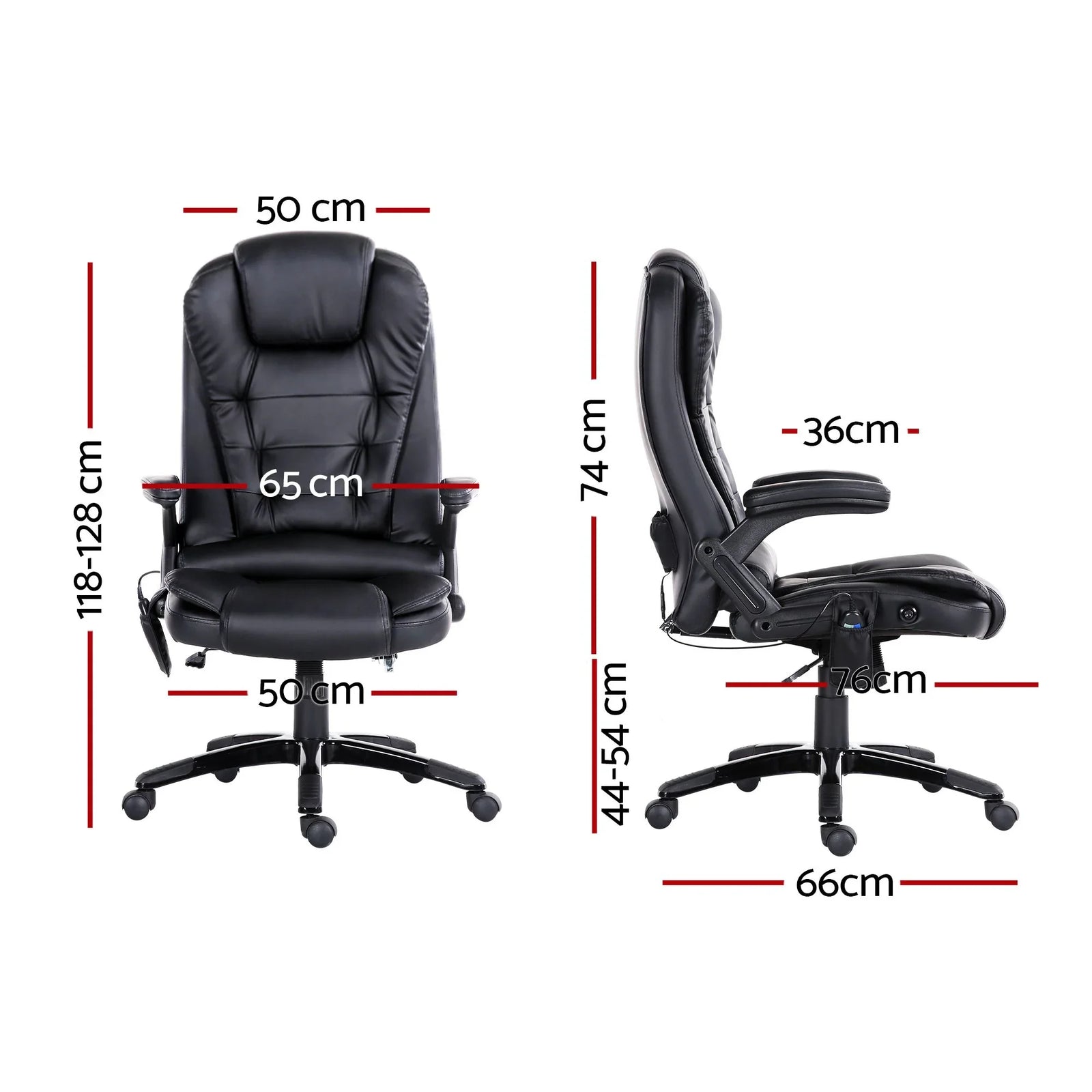 Artiss Massage Office Chair PU Leather Executive Chair Heated Black