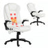 Artiss Heated Massage Office Chair PU Leather Ergonomic White