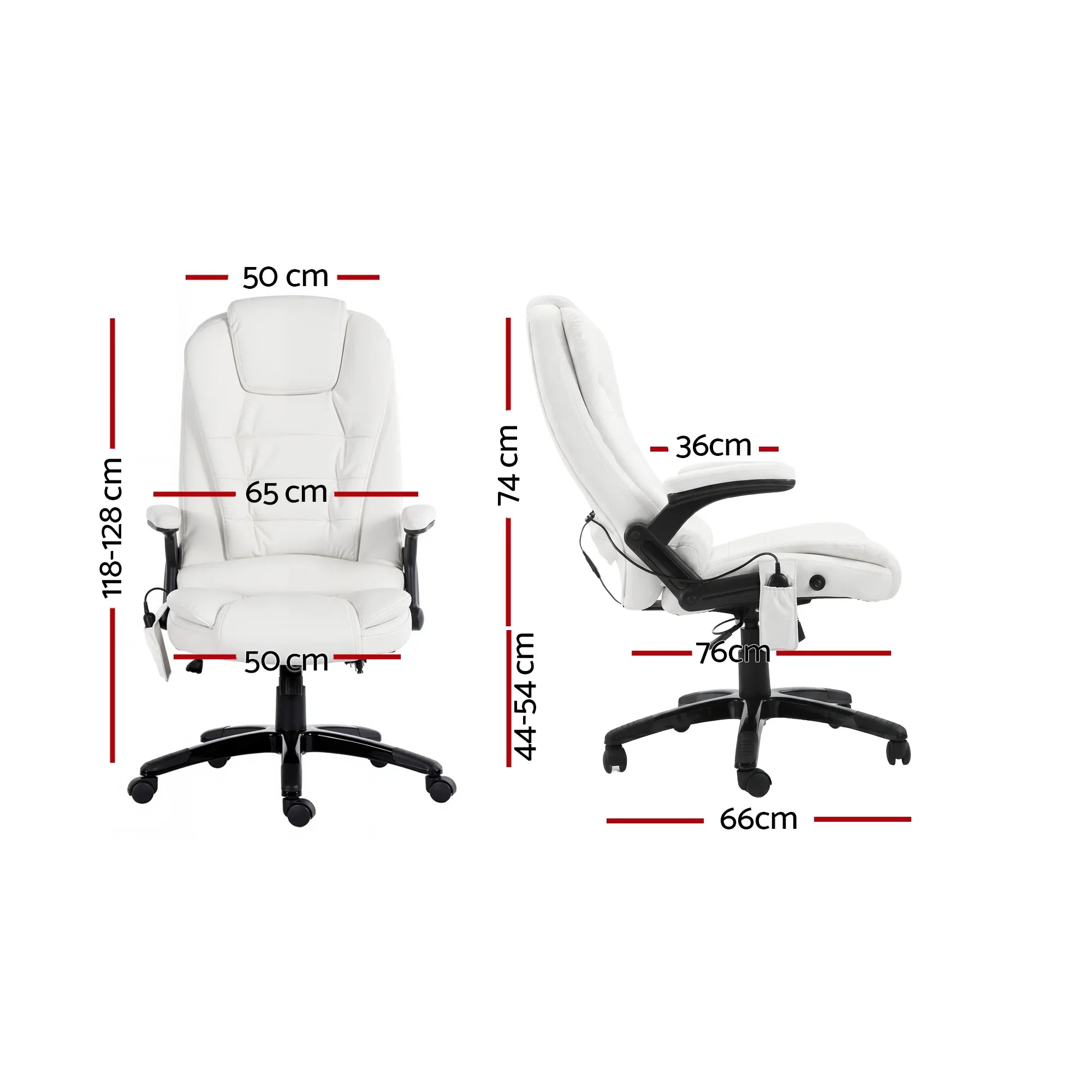 Artiss Heated Massage Office Chair PU Leather Ergonomic White